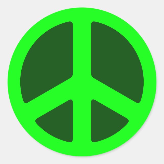 Green Peace Sign Runder Aufkleber (Vorderseite)