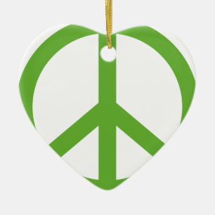 Green Peace Sign Symbol Keramik Ornament