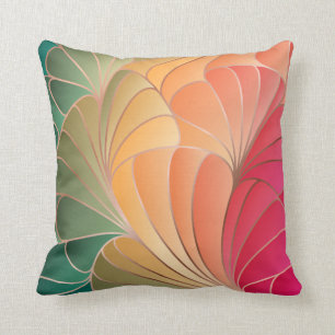 Green, Peach, Apricot, Watermelon New Art Nouveau Kissen