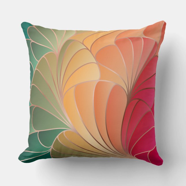 Green, Peach, Apricot, Watermelon New Art Nouveau Kissen (Vorderseite)