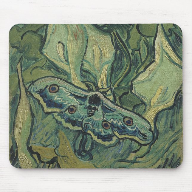 Green Peacock (Kaiser) Moth von Vincent van Gogh Mousepad (Vorne)