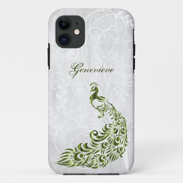 Green Peacock Personalisiert iPhone 11 Fall Case-Mate iPhone Hülle (Rückseite)