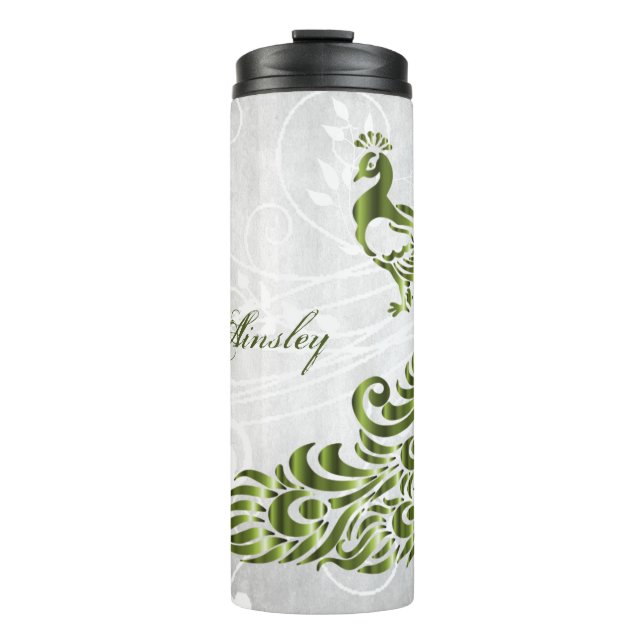 Green Peacock Personalisiert Thermal Tumbler Thermosbecher (Vorderseite)