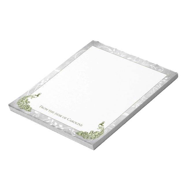Green Peacocks Notepad Notizblock (Rotiert)