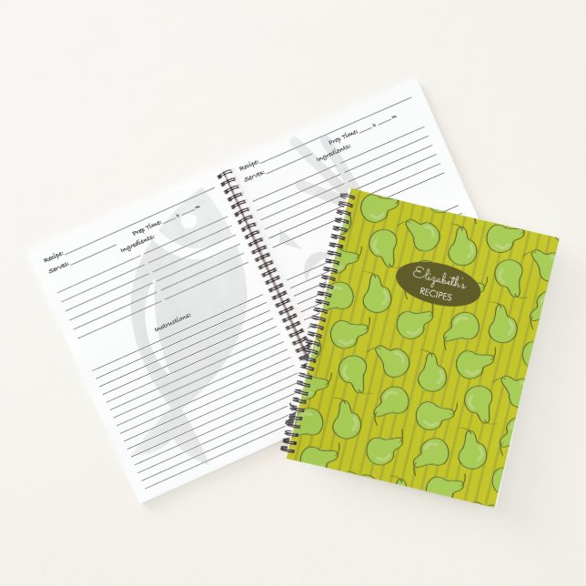 Green Pear Illustration Muster Rezept Buch (Innenseite)
