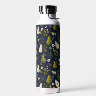 Green Pear Watercolor Pattern on Dark Blue  Trinkflasche
