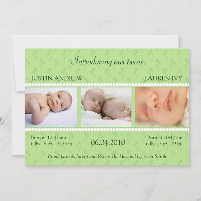 Green Pearl Twins Ankündigung (Vorderseite)