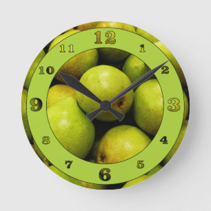 Green Pears Numbered Runde Wanduhr