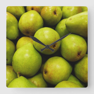 Green Pears Quadratische Wanduhr