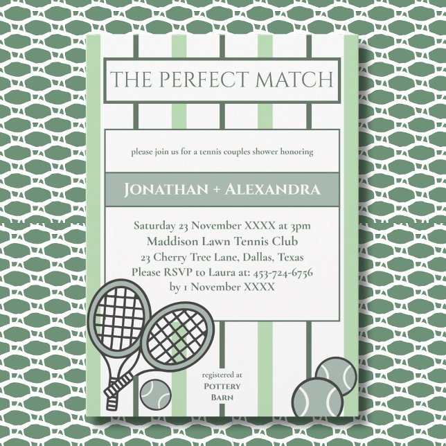 Green Perfect Match Tennis Couples Bridal Shower Einladung (Von Creator hochgeladen)