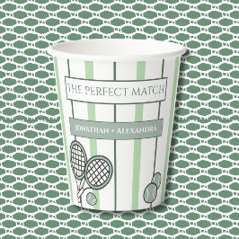 Green Perfect Match Tennis Couples Bridal Shower Pappbecher