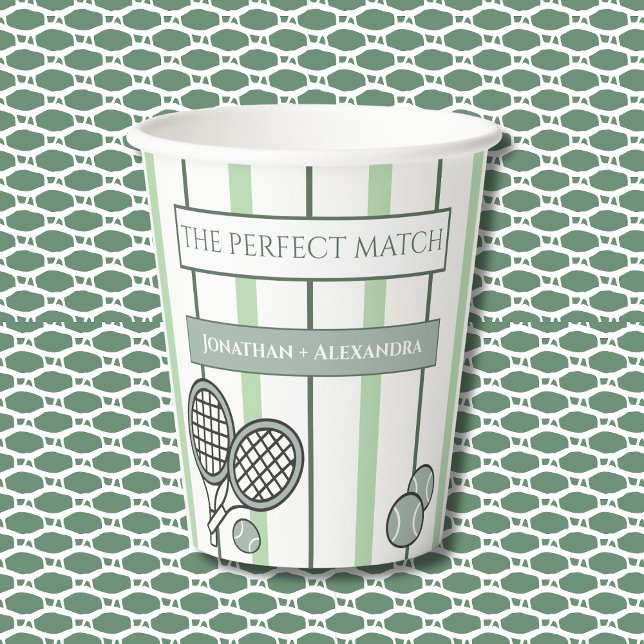 Green Perfect Match Tennis Couples Bridal Shower Pappbecher (Von Creator hochgeladen)
