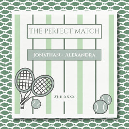 Green Perfect Match Tennis Couples Bridal Shower Serviette