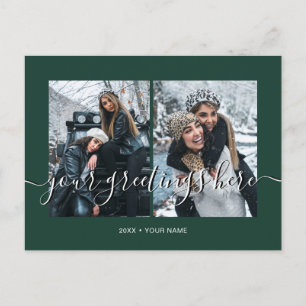 Green Personalisiert 2 Fotos Universell Gruß Postkarte