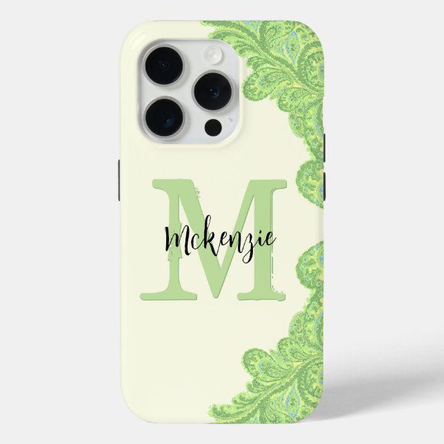 Green Personalisiert Damask iPhone Cover- Case-Mate iPhone Hülle (Rückseite)