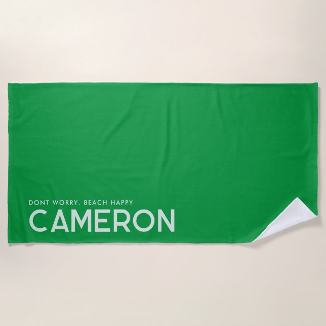 Green Personalisiert Slogan Strandtuch (Vorderseite)