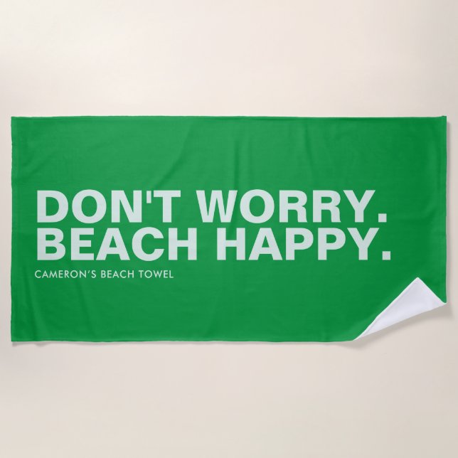 Green Personalisiert Slogan Strandtuch (Vorderseite)
