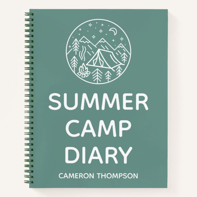 Green Personalisiert Summer Camp-Tagebuch Notizbuch (Vorderseite)