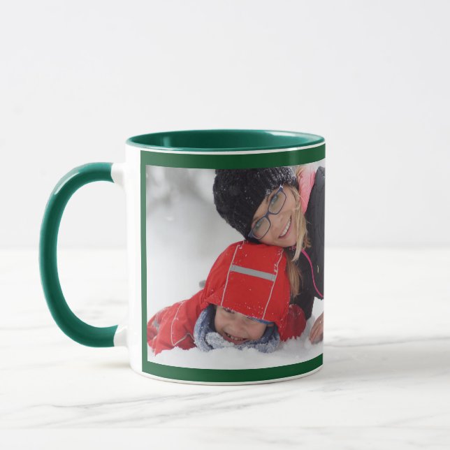 Green Personalize Foto Template Geschenk Kaffee Ta Tasse (Links)