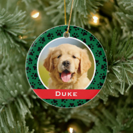 Green Pet Paw druckt Personalisiertes Dog Name Fot Keramikornament