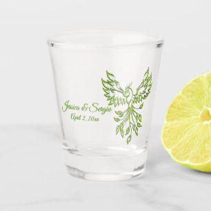 Green Phoenix erhöht Name und Datum Schnapsglas