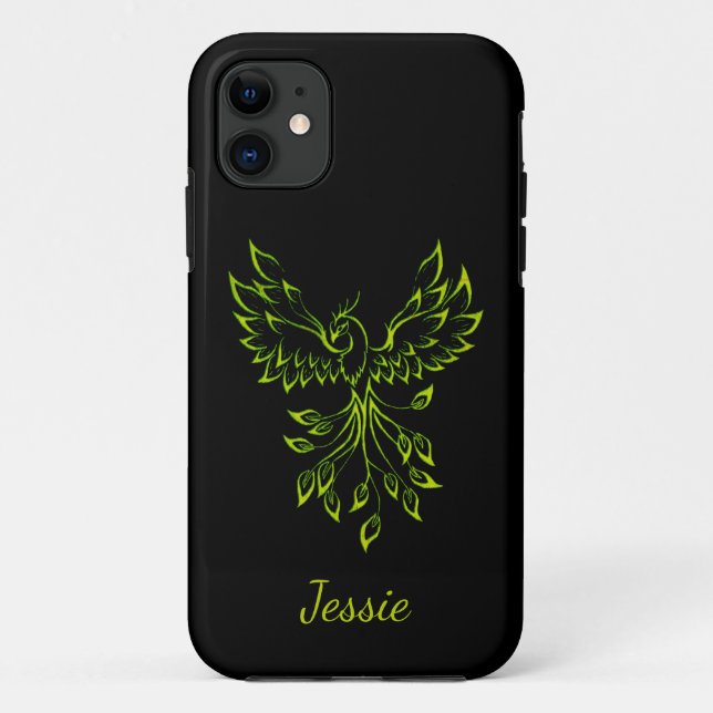 Green Phoenix steigt auf schwarz Case-Mate iPhone Hülle (Rückseite)