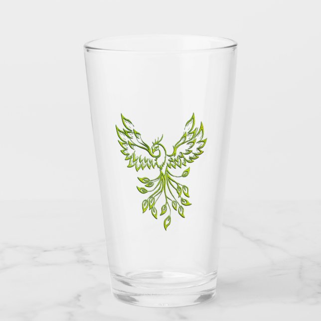 Green Phoenix steigt auf schwarz Glas (Vorderseite)