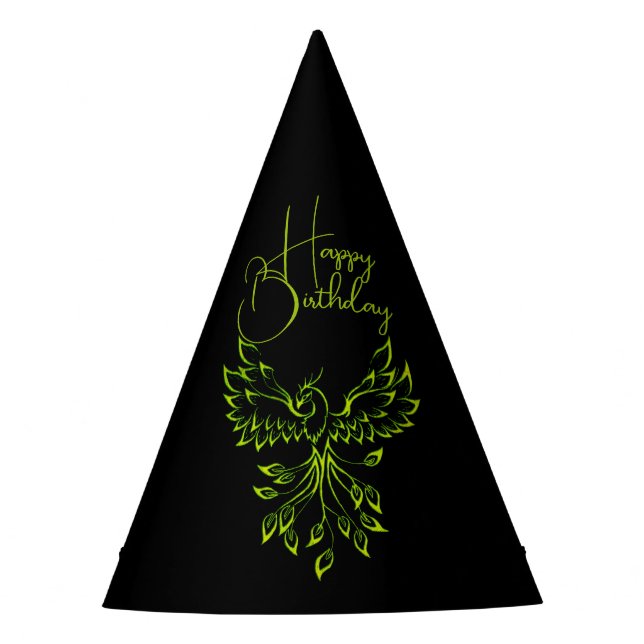 Green Phoenix steigt auf schwarz Partyhütchen (Vorderseite)