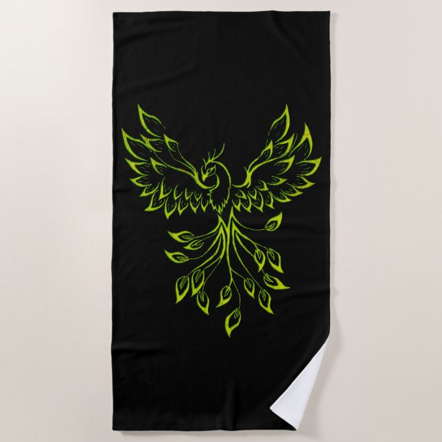 Green Phoenix steigt auf schwarz Strandtuch (Vorderseite)