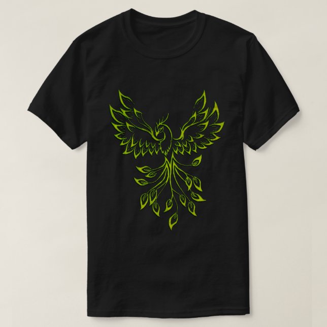 Green Phoenix steigt auf schwarz T-Shirt (Design vorne)