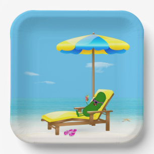 Green Pickle on Beach Chair Pappteller