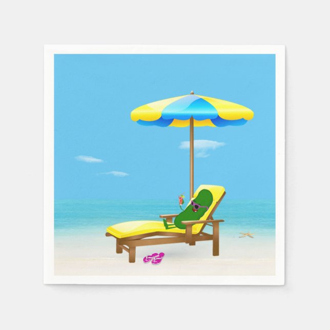 Green Pickle on Beach Chair Serviette (Vorderseite)