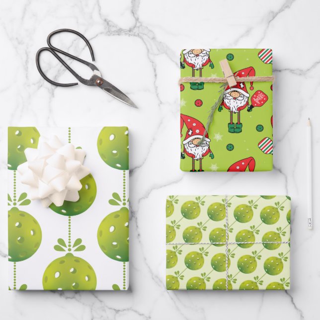 Green Pickleball 🎅 frohe Weihnachten 🎁 Geschenkpapier Set (Vorderseite)
