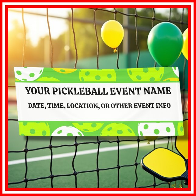 Green Pickleball Geburtstagsparty Moderne Außenwel Banner (Green Pickleball Birthday Party Modern Outdoor Banner)