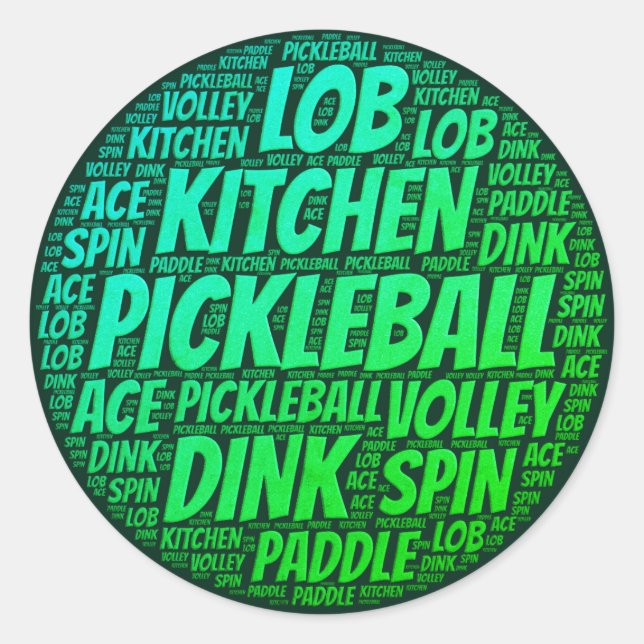Green Pickleball Typografy Sticker (Vorderseite)