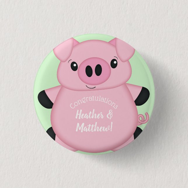 Green Pig Baby Dusche Button (Vorderseite)