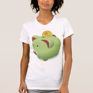 Green Piggy Bank Womens T - Shirt