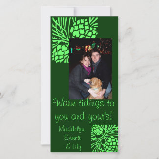 Green Pine Cone Holiday Foto Card Feiertagskarte