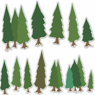Green Pine Forest Evergreen Aufkleber Pack