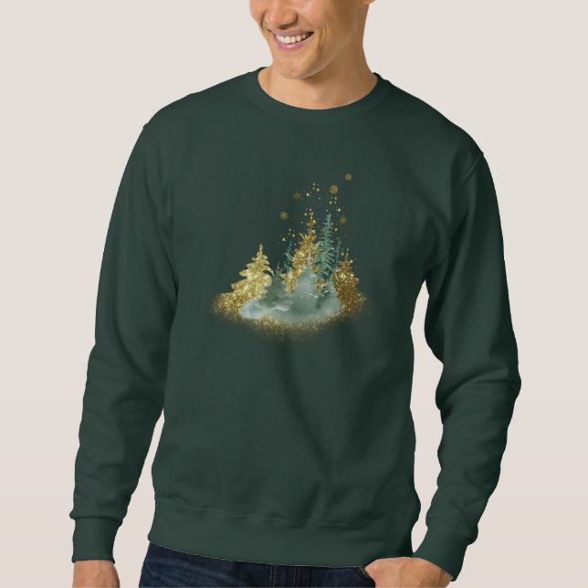 Green Pine Forest Holiday Sweatshirt (Vorderseite)