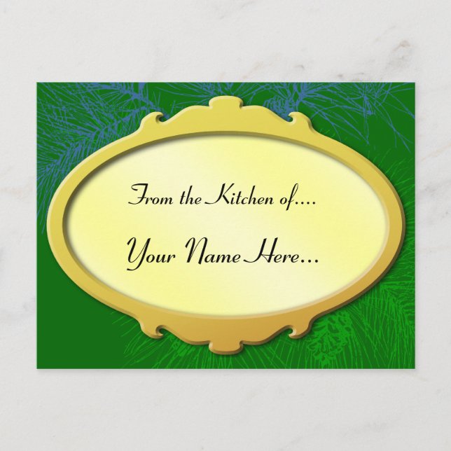 Green Pine Holiday Rezept Card Feiertagspostkarte (Vorderseite)