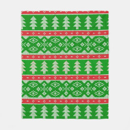 Green Pine Tree Sweater Strick Blanket Fleecedecke