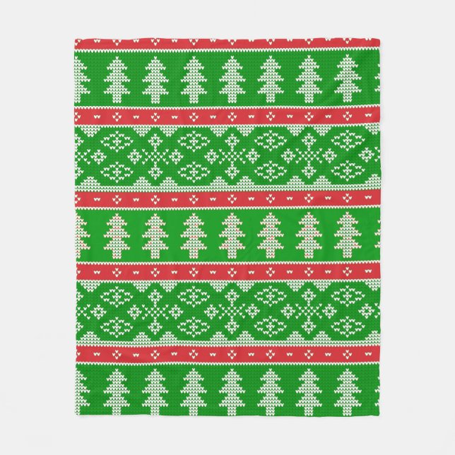 Green Pine Tree Sweater Strick Blanket Fleecedecke (Vorderseite)