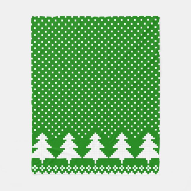 Green Pine Tree Sweater Strick Blanket Fleecedecke (Vorderseite)