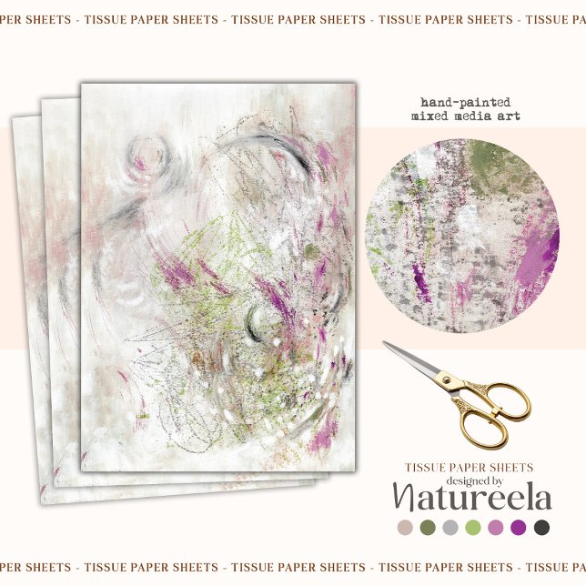 Green Pink Abstract Design Decoupage Tissue Paper Seidenpapier (Von Creator hochgeladen)