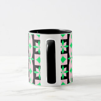 Green, pink and Black Geometric Design  Tasse
