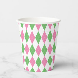 Green & Pink Argyle Golf Party Cup Pappbecher