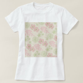 Green Pink Beige Retro Y2K 70er Blume Muster T-Shirt