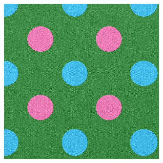 Green Pink Blue Polka Dot Pattern Stoff (Nahaufnahme)