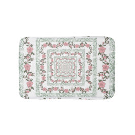 Green Pink Border Retro Y2K 70er Blume Muster Badematte